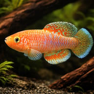 Kayuni's Notho, Nothobranchius sp. Kayuni, planted driftwood aquarium view — representative image - view 1