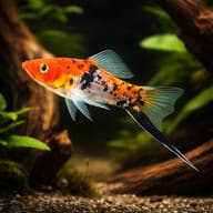 Koi Tricolour Swordtail (Xiphophorus hellerii) in a planted hard-water community aquarium — representative image - view 1
