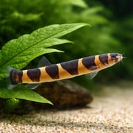 Kuhli Loach Acanthophthalmus kuhli under aquarium plants on fine sand — representative image - view 4