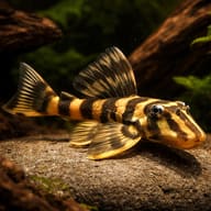 L052 Butterfly Pleco resting on wood in a mature aquarium — representative image - view 1