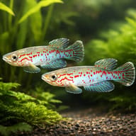 Labarre's Aphyosemion (Aphyosemion labarrei) pair in planted aquarium visual — representative image - view 2