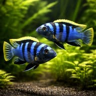 Labidochromis sp. mbamba 3 — pair in a planted aquarium — representative image - view 2