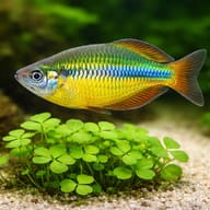 Lake Tebera Rainbowfish (Melanotaenia herbertaxelrodi) side profile showing yellow body tones — representative image - view 4