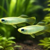 Lampeye (Aplocheilichthys normani) — pair in a planted aquarium — representative image - view 2