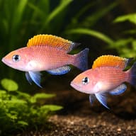 Lamprologus caudopunktatus r. f. 3 — pair in a planted aquarium — representative image - view 2
