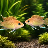 Lamprologus crassus 3,5 — pair in a planted aquarium — representative image - view 2