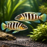 Lamprologus cylindricus S — pair in a planted aquarium — representative image - view 2