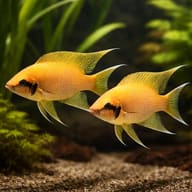 Lamprologus pulcher 4 - 5 — pair in a planted aquarium — representative image - view 2