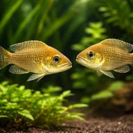 Lamprologus toae 4 - 5 — pair in a planted aquarium — representative image - view 2