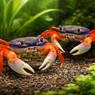 Land Crab, rainbow crab, moon crab, Patriot crab (Cardisoma armatum) — pair in a planted aquarium — representative image - view 2