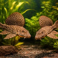 Leopard pleco pair in a planted aquarium — representative image - view 2