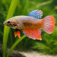 Libby Betta, Split-Tailed Betta — close view showing fin and scale detail — representative image - view 4