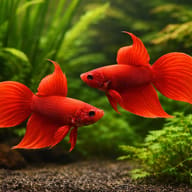 Libby Betta, Split-Tailed Betta red XL — pair in a planted aquarium — representative image - view 2
