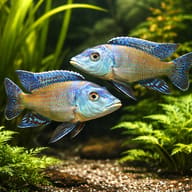Lichmochromis acuticeps 5 — pair in a planted aquarium — representative image - view 2