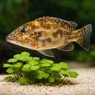 Linn's Haplochromis near rockwork showing future large cichlid proportions — representative image - view 4