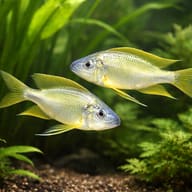Long-Nosed Gold-Tip Cichlid (Ophthalmotilapia nasuta) — pair in a planted aquarium — representative image - view 2