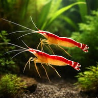 Lysmata amboinensis - Marine Aquarium Livestock — Cleaner Shrimp Lysmata amboinensis 3 — pair in a planted aquarium - view 2