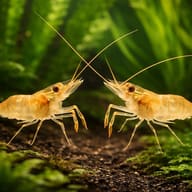 Macrobrachium glass shrimp — pair in a planted aquarium — representative image - view 2