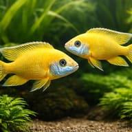Maleri Peacock Cichlid — pair in a planted aquarium — representative image - view 2