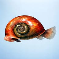 Red Giant Ramshorn Apple Snail (Marisa cornuarietis) side view against a plain background - representative image - view 3