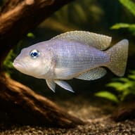 Meeli Shelldweller exploring a Tanganyika shell-and-rock layout (Lamprologus meeli) — representative image - view 1
