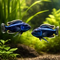 Melanochromis cyaneorhabdos 3 — pair in a planted aquarium — representative image - view 2
