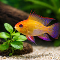 Gold Ram Cichlid Pair — Mikrogeophagus ramirezi — Dwarf Cichlid UK — close view showing fin and scale detail - view 4
