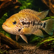 Motaguense Cichlid Parachromis motaguensis in a large cichlid aquarium — representative image - view 1