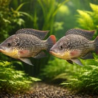 Mozambique Tilapia (Oreochromis mossambicus) - — pair in a planted aquarium — representative image - view 2