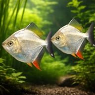 Myleus rubripinnis XXL — pair in a planted aquarium — representative image - view 2