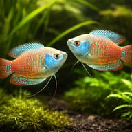 Neon Dwarf Gourami Female Mix — pair in a planted aquarium — representative image - view 2