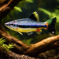 Shining Pencilfish (Nannostomus nitidus) in driftwood aquarium visual — representative image - view 1