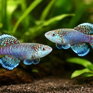 Nothobranchius eggersi blue 2,5 - 3 — pair in a planted aquarium — representative image - view 2