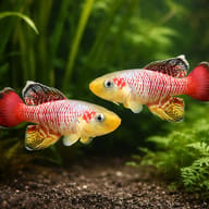 Scene with two male-form Nothobranchius guentheri representatives; not proof of a sexed or compatible pair - view 2