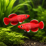 Nothobranchius korthausae Mafia Island male and female pair in a planted aquarium — representative image - view 2
