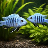 Nyasa Blue Cichlid, Zebra M — pair in a planted aquarium — representative image - view 2