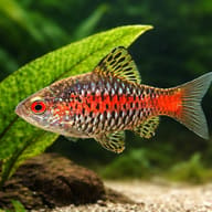 Odessa Barb (Pethia padamya) red flank and scale detail - view 5