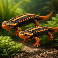 Orange newt — pair in a planted aquarium — representative image - view 2
