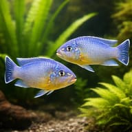 Orange Petrotilapia — pair in a planted aquarium — representative image - view 2