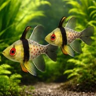 Pajama cardinalfish - Marine Aquarium Livestock (Sphaeramia nematoptera) — Pajama Cardinalfish M — pair in a planted aquarium - view 2