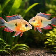 Bolivian Ram Cichlid (Mikrogeophagus altispinosus) pair in planted aquarium — representative image - view 2