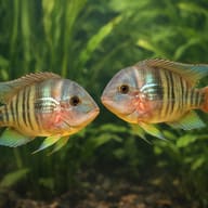 Paraguay Eartheater (Gymnogeophagus balzanii) planted pair visual - view 2