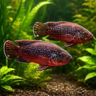 Pair of Payne's Jewel Cichlids showing territorial cichlid behaviour — representative image - view 2