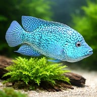 Pearlscale Cichlid representative with idealised blue pearling; colour, size and sex are not guaranteed - view 4