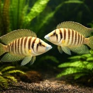 Pearly Compressiceps Gold — pair in a planted aquarium — representative image - view 2