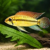 Pertensis Dwarf Cichlid yellow — close view showing fin and scale detail — representative image - view 4