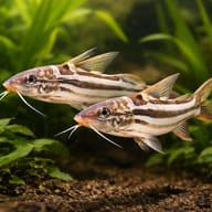 Pimelodus albofasciatus 10 — pair in a planted aquarium — representative image - view 2
