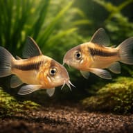 Pink Corydoras (Corydoras axelrodi) — pair in a planted aquarium — representative image - view 2