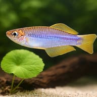 Nga Lampeye (Plataplochilus ngaensis) beside aquarium plants showing small streamlined body shape — representative image - view 4