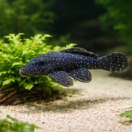 L030 Peppermint Pleco (Spectracanthicus punctatissimus) representative scale and planted aquarium illustration - view 4